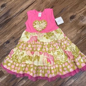 Giggle Moon pink floral heart twirl dress 2T NWT